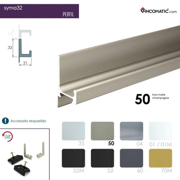 Tirador de Perfil Syma32 Recto – Inox Mate F-0021-1459