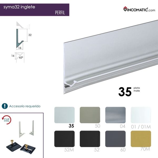 Syma32 Tirador de Perfil 35 plata mate F-0021-1450