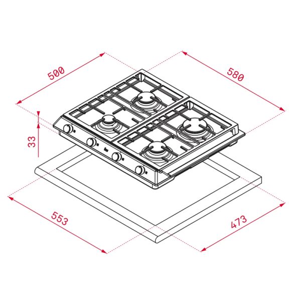 Estufa empotrable a Gas TEKA de 60 cm D-0002-0050 - Imagen 2