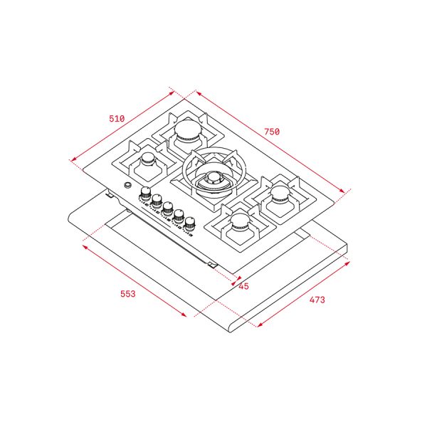 Estufa empotrable a gas TEKA de 70 cm D-0002-0053 - Imagen 2