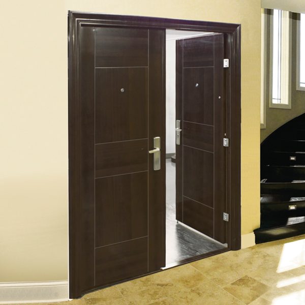 Puerta de acero doble 5’x7′ Madera oscuro F-0075-5217