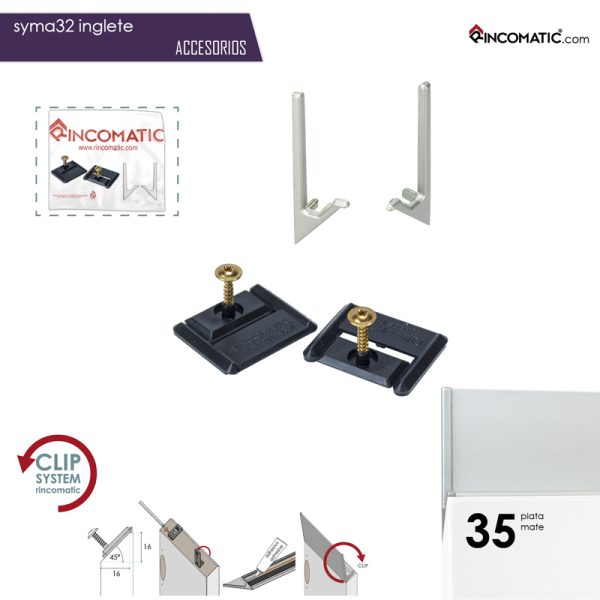 Syma32 inglete Accesorios 35 plata mate