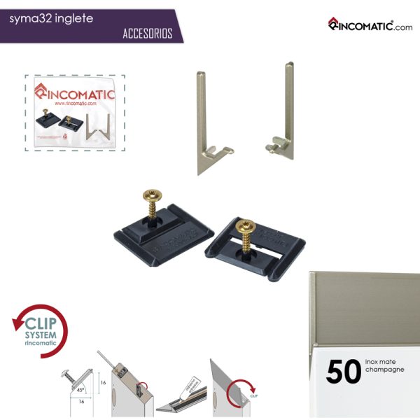 Syma32 inglete Accesorios 50 Inox mate-Champagne