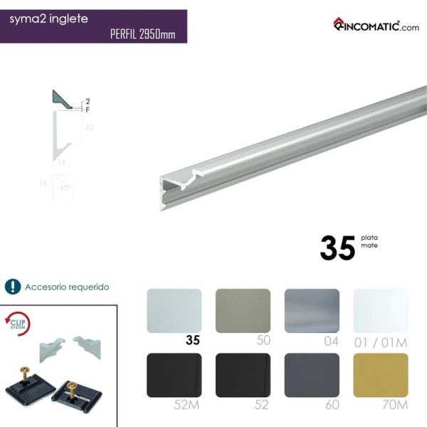 Tirador de perfil Syma2 Inglete – Plata mate F-0021-1452