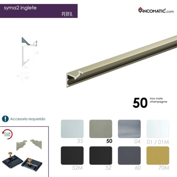 Tirador de perfil Syma2 Inglete– Inox mate F-0021-1453