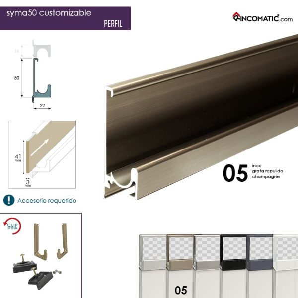 Tirador de perfil Syma50 – Alum Inox F-0021-1455