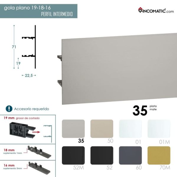 Tirador de Perfil Gola Intermedio Plata Mate F-0021-1466