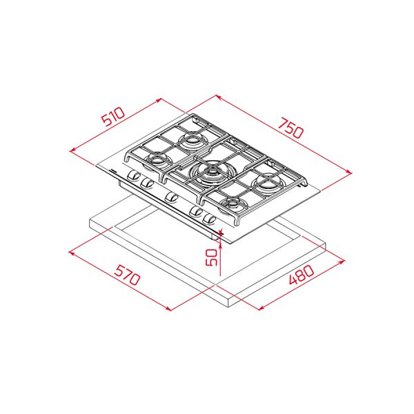 Estufa empotrable a gas TEKA D-0002-0055 - Imagen 3