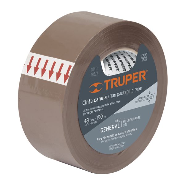 Cinta de empaque canela de 40 m Truper F-0210-0026