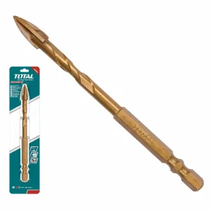 Broca Punta Flecha para Vidrio y Azulejos 6 × 74 mm, Chapada en Titanio / Total