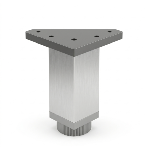 Pata Ajustable de Aluminio y Plástico con Base Plata 38 × 38 mm – Altura 120 mm